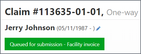 After the facility claim is queued it will have a queue for submission - facility invoice status.